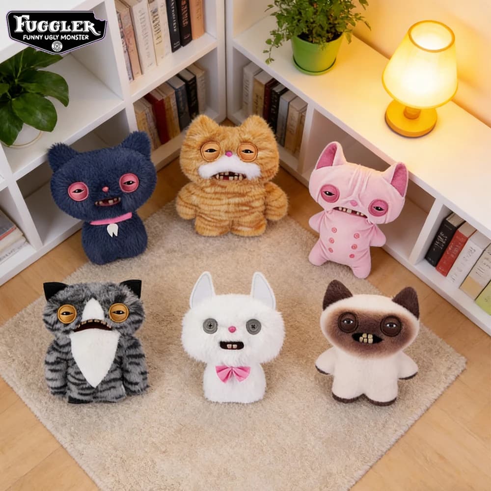 Fuggler Original ALLEY CATS Peluche Gatto Senza Pelo Gatto Siamese Gattino Arancione Mostro Dentato Giocattoli di Peluche 1 Pezzo con Scatola