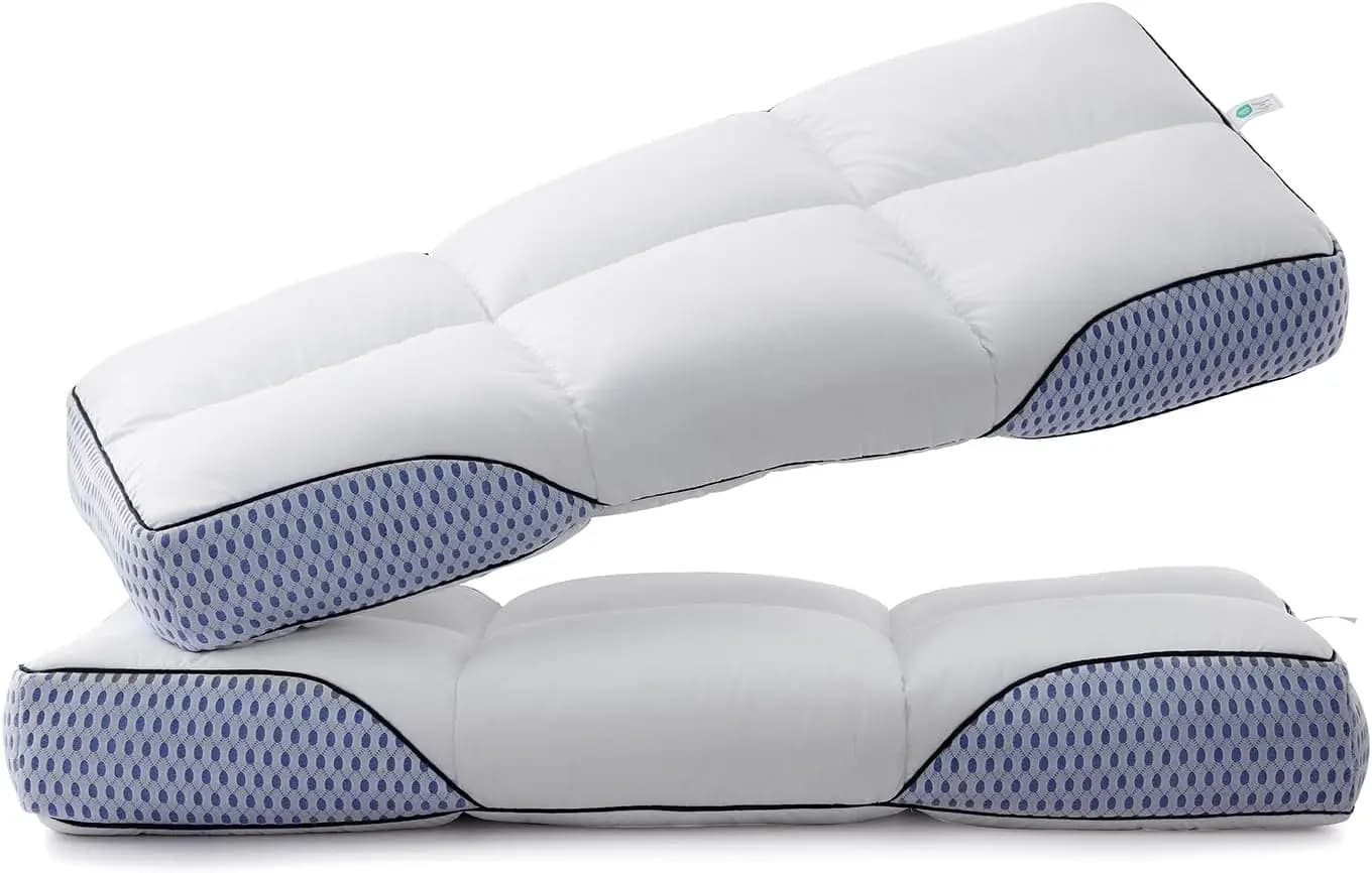 Cuscino ergonomico in memory foam per dormelisti laterali e posteriori - Sollievo dal dolore al collo, rete rinfrescante, king size (15x33x4), confezione da 2
