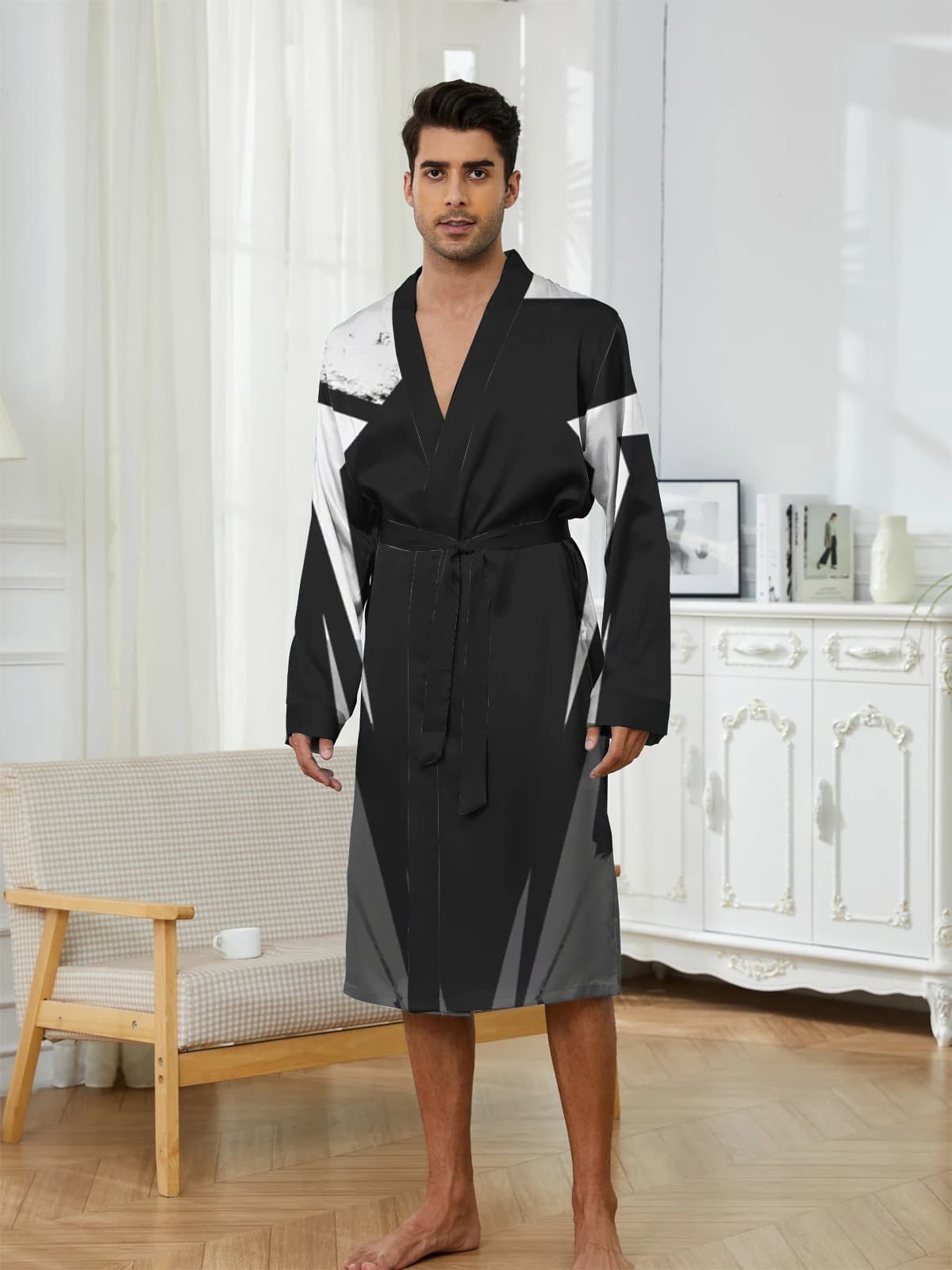 1pcs Men's Robes 2026 Spring/Summer 3D Printed bath robe Robes Sleepwear Breathable sleepwear dressing gown Graphic
