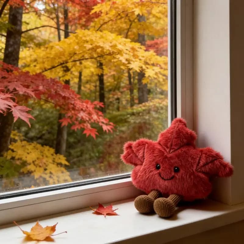 1 Pezzo Ciondolo per Borsa, Simpatico Portachiavi in Peluche a Forma di Foglia d'Acero, Giocattolo Regalo per l'Autunno, Morbido Animale di Peluche da Collezione