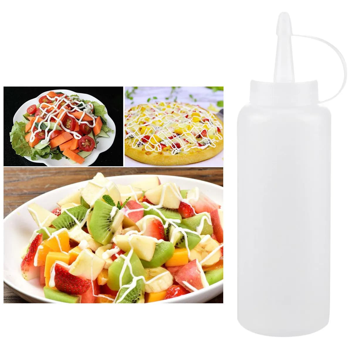 4pcs Condiment Squeeze Bottles Kitchen Storage For Salad Dressing Sauces Oil Vinegar Leak-Proof Bottle Set