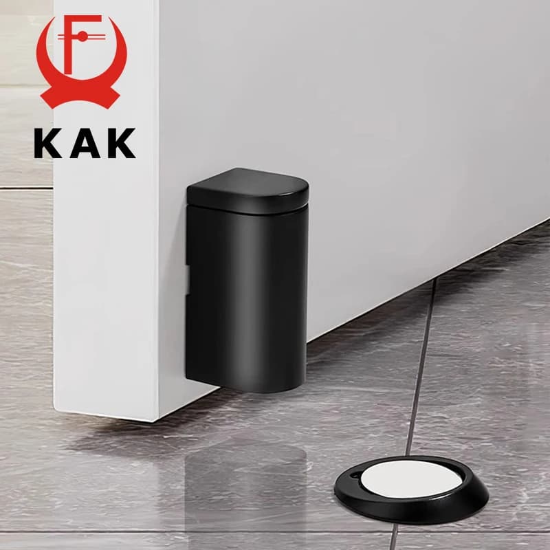 KAK Fermaporta magnetico in acciaio inossidabile, supporto per porta regolabile senza chiodi, fermaporta magnetico anticollisione hardware per porta