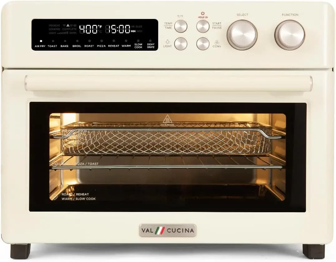 Retro 26.3 QT Infrared Heating Air Fryer Toaster Oven,Large Countertop Convection Oven 10-in-1 Combo, 6-Slice Toast, Enamel Baki