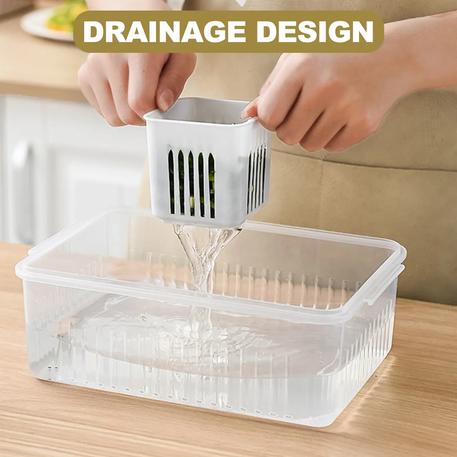 Contenitori per la preparazione dei pasti a 6 scomparti, riutilizzabili, per la conservazione degli alimenti nel freezer, ermetici, impermeabili, con design di drenaggio per frutta e verdura