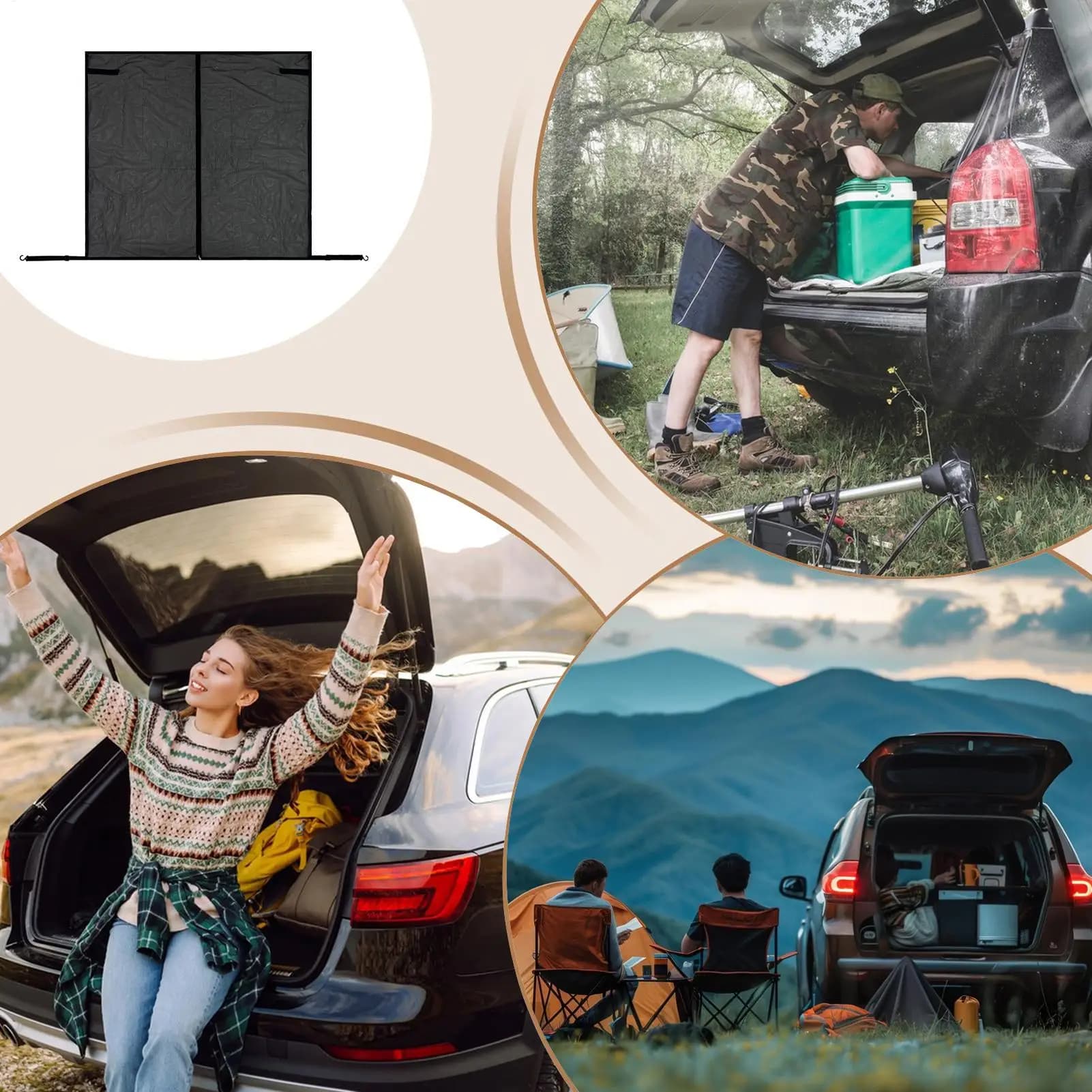 Car Tailgate Fly Mesh Magnetic Heavy-Duty Fly-Proof Car Camping Tent Tailgate Screen Net For Van Truck Trailer Tailgating