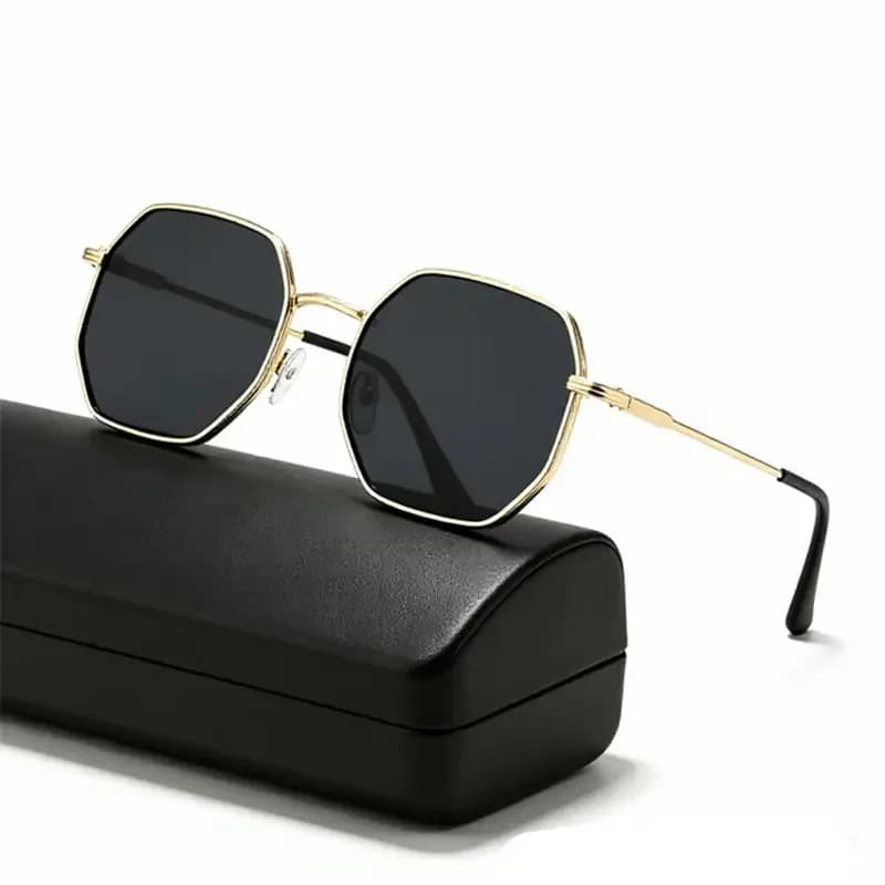 Retro Small Polygon Sunglasses For Women Men Metal Sun Glasses Anti-Glare UV400 Goggles Driving Male