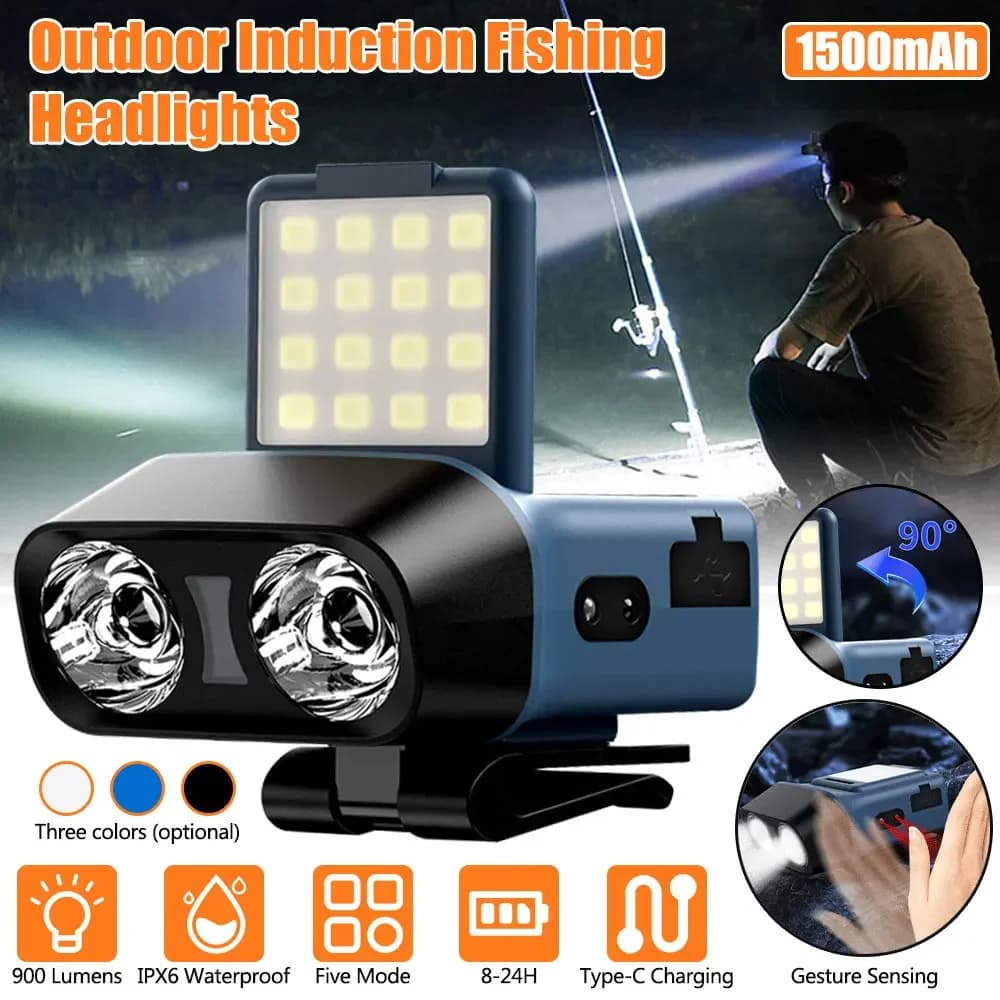 Ultra Bright LED Front Lamp with Cap Clip, Rechargeable Sensor, Waterproof Front Torch, Outdoor Fishing Camping Lamp