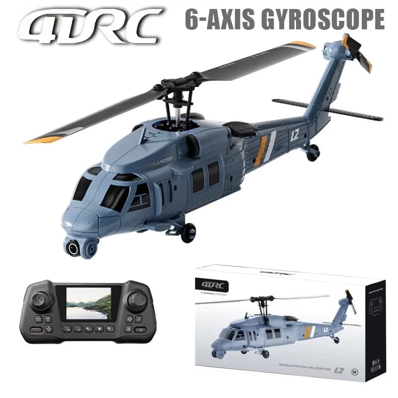 Elicottero RC 4DRC L2 2.4G Apache Black Hawk con Telecamera Aerea 8K HDR, Giocattolo da Esterno per Ragazzi e Bambini