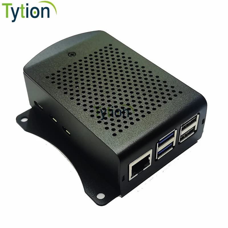 Case for Raspberry Pi 5, metal and aluminum box, heat dissipation shell, wall tie, compatible with official heat sinks