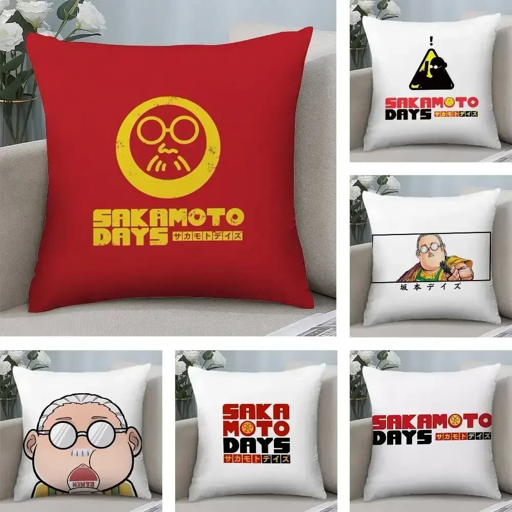 Anime S-Sakamoto Days Federa per cuscino Breve peluche Stampa fronte-retro Fodere per cuscini quadrati Divano Cuscino per la casa Decor