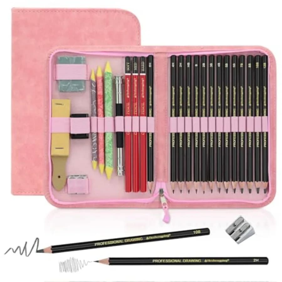 Sketching and Drawing Pencils Set 26pcs, Art Supplies Drawing pencil Kit, Graphite Charcoal Professional Pencils Set, Adults Be