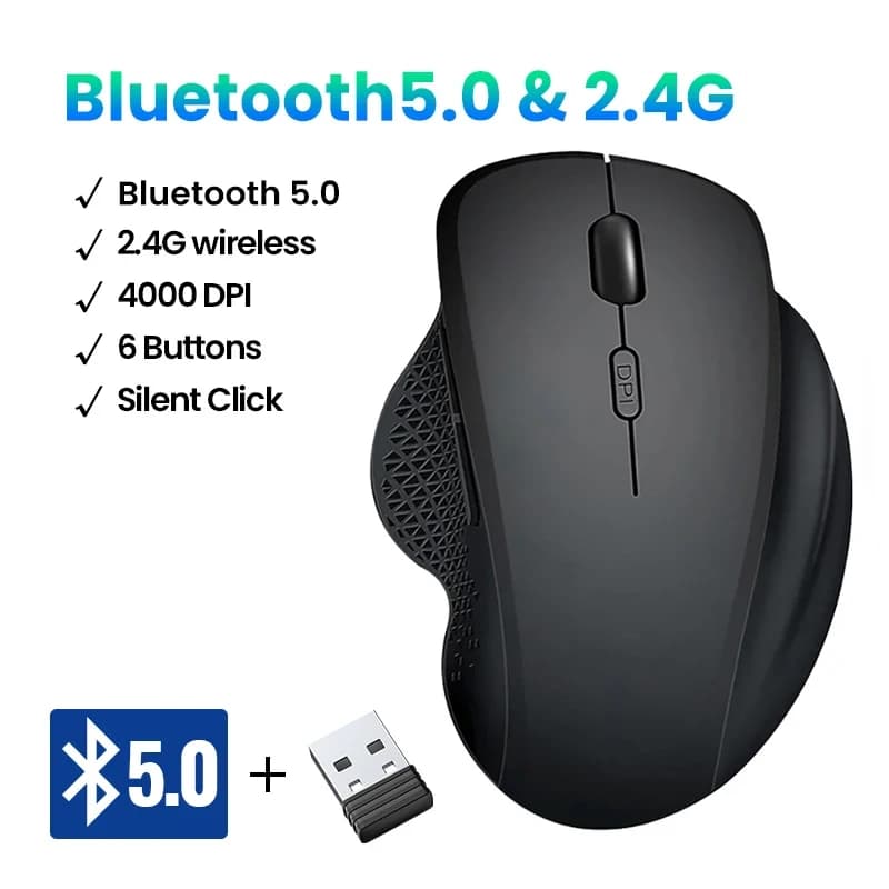 Mouse wireless Mouse Bluetooth ricaricabile Mouse silenzioso 1600 DPI Ricevitore da gioco USB 2.4G per accessori per laptop PC Mackbook