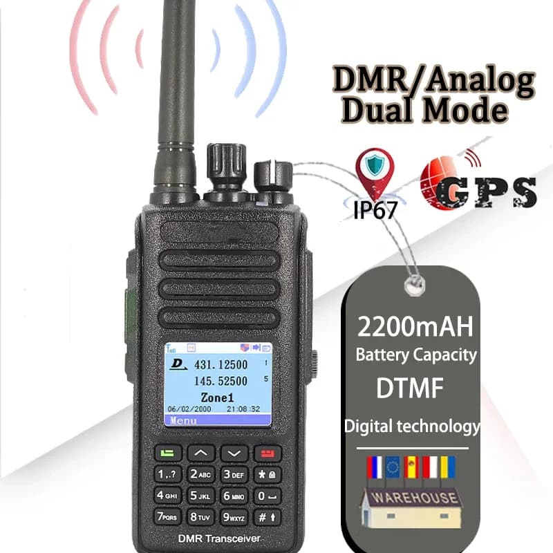 GPS IP67 Impermeabile TYT MD-UV390 Walkie-Talkie DMR Radio digitale Walkie Talkie UV390 Radio bidirezionale crittografata dual band