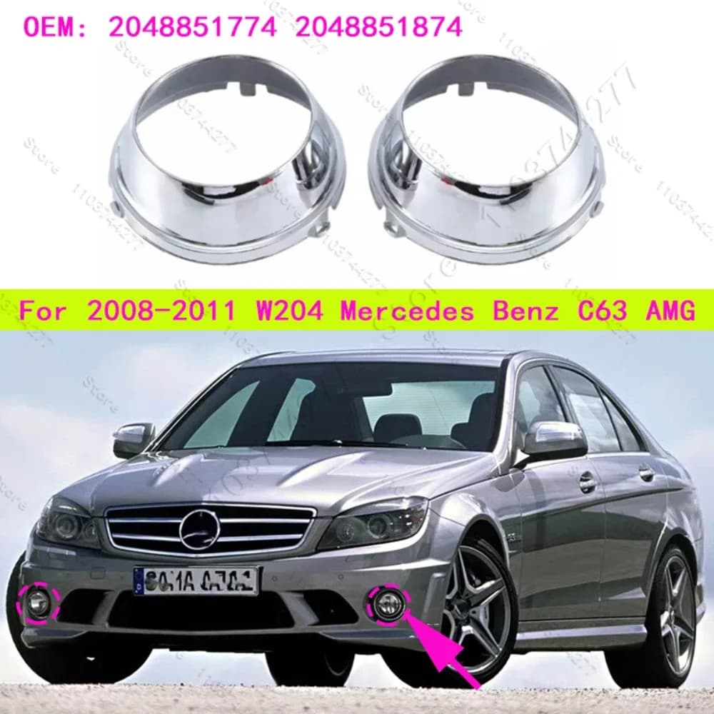 For 2008-2011 W204 Mercedes Benz C63 AMG Front Bumper Fog Light Frame Ring Trim Cover 2048851774 2048851874