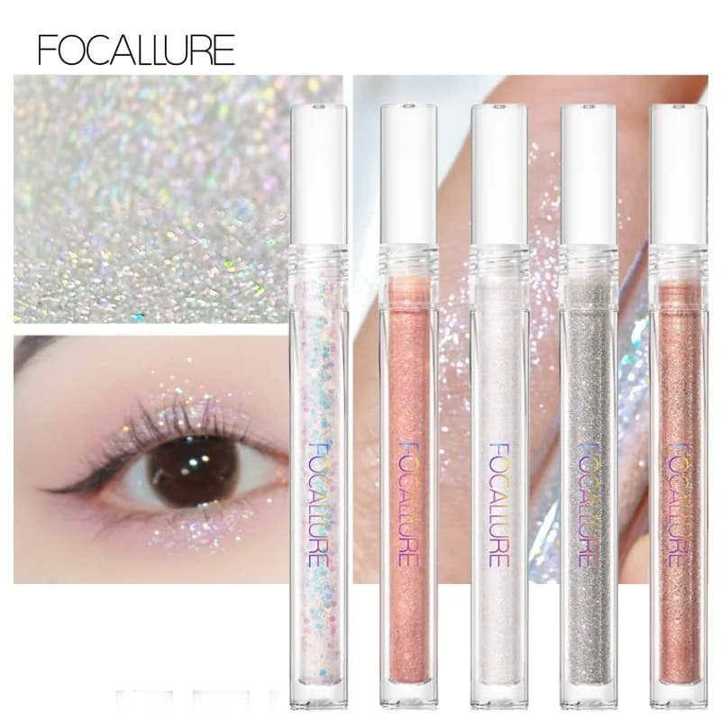 Wholesale FOCALLURE Shiny Eyeshadow Silver Rose Pink Gold Eyeliner Waterproof Diamond Glitter sequins beauty cosmetic makeup