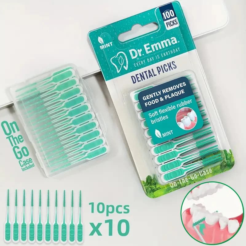 100 pezzi spazzole interdentali in silicone stuzzicadenti spazzolino tra i denti stuzzicadenti in silicone con filo strumento di pulizia orale