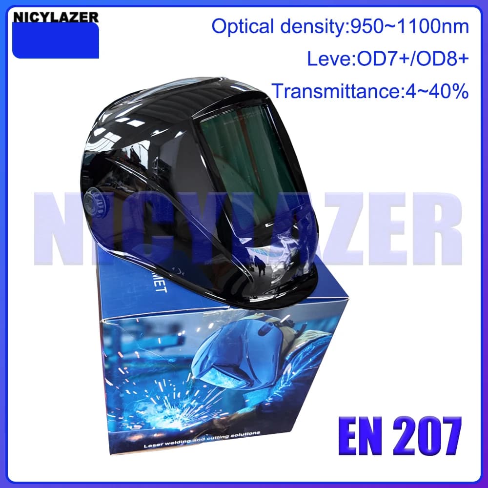 Casco di sicurezza laser, maschera per saldatura a protezione integrale OD8+ con fascia regolabile per saldatura laser a fibra portatile