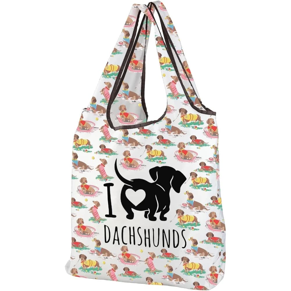 Adorabile borsa tote pieghevole Regali per gli amanti del bassotto per la mamma del cane Borsa Weiner Regalo per cani Borse per la spesa riutilizzabili per cani carini