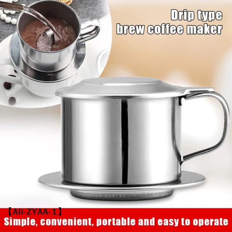 【A】Stainless Steel Coffee Filter Infuse Cup Vietnamese Coffee Dripper Maker Pot Portable Coffee Drip Strainer Kitchen Tools 1PC