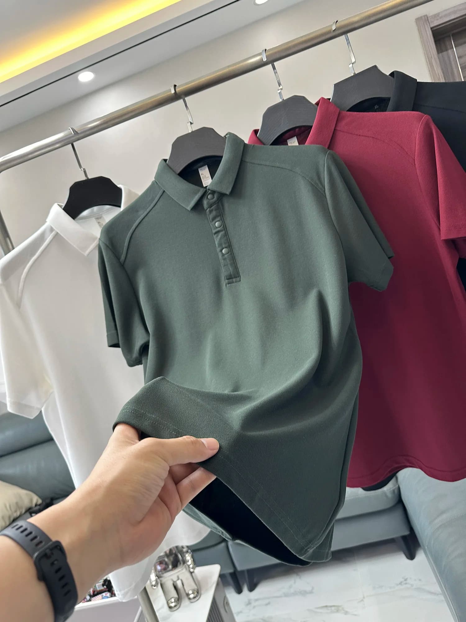 Ice Sensation Pique Cotton Short Sleeve Shirt Men's Summer Moisture Wicking Lightweight Casual Commute Breathable