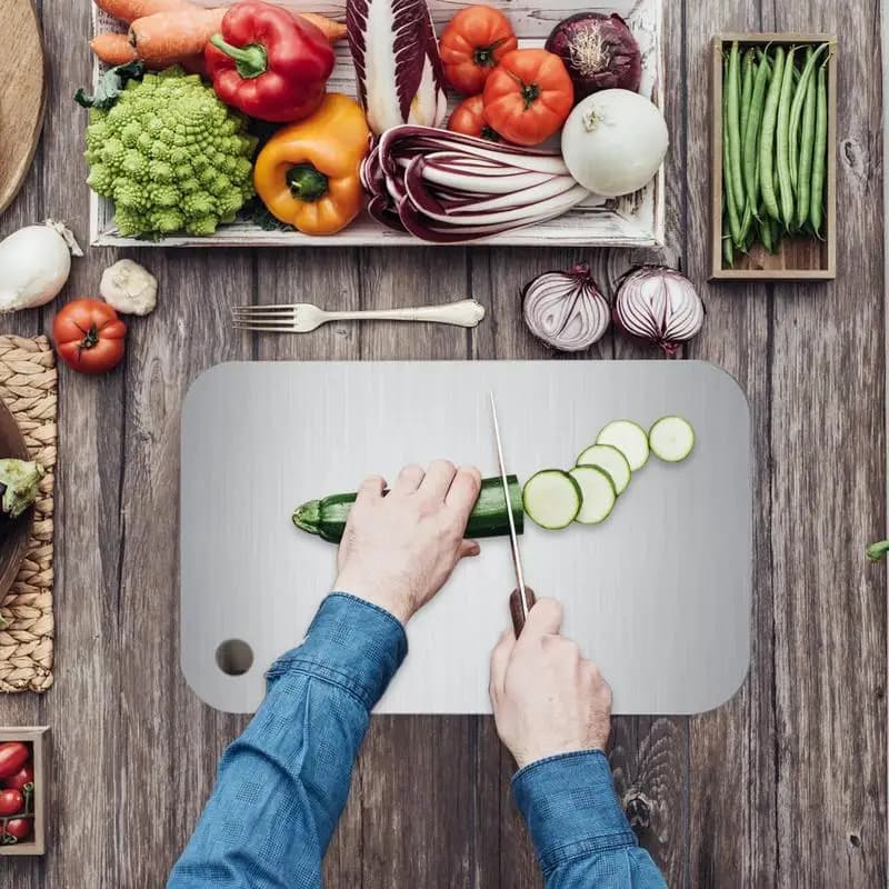 Titanium Cutting Boards for Kitchen Double-Sided Chopping Board Portable Food Grade Serving Tray Fruit Meat Chopping Board