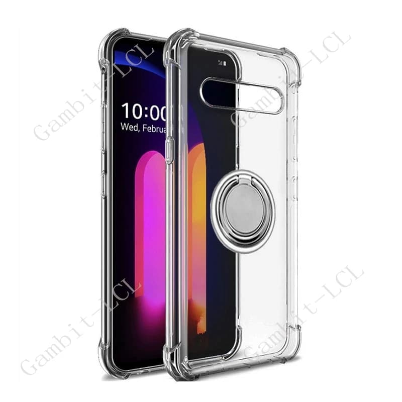 Per LG V60 ThinQ 5G V60ThinQ 2020 6.8 "LM-V600, A001LG Anello posteriore Staffa di supporto Custodia per telefono Smartphone TPU Soft Cover