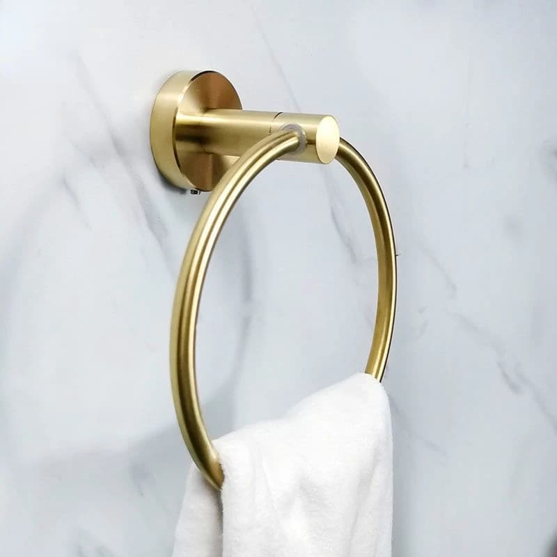 Anello portasciugamani in oro spazzolato in acciaio inossidabile 304 Accessori per il bagno Anello portasciugamani in acciaio inossidabile lucido montato a parete