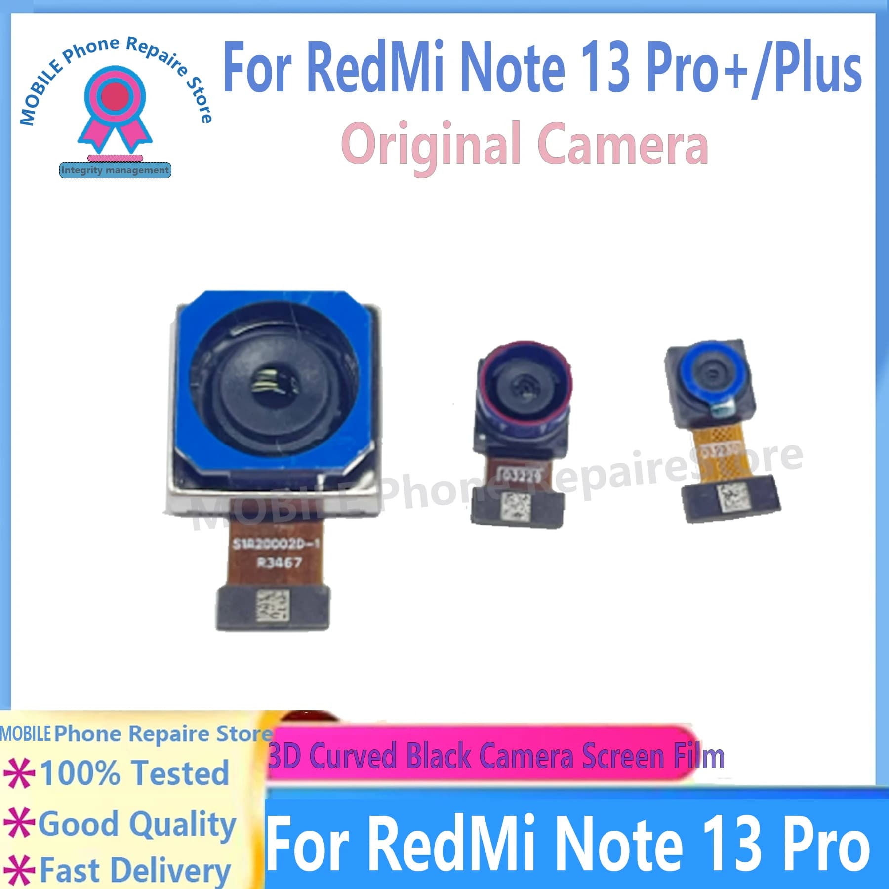 Originla 200MP principale grande ampia telecamera posteriore per Xiaomi Redmi Note 13 Pro 4G cavo flessibile per telefono con camma laterale anteriore posteriore