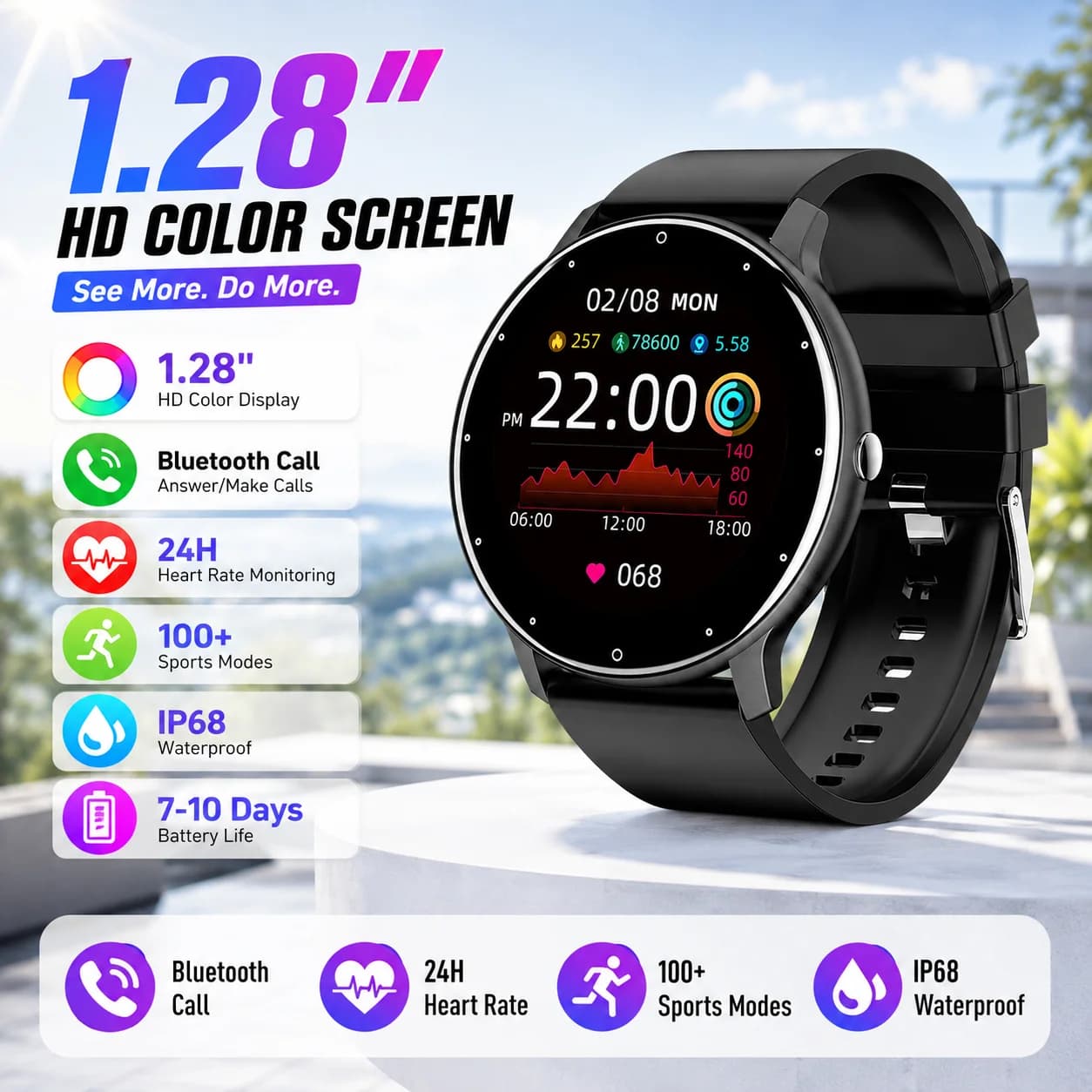 2026 New Bluetooth Call Women Smart Bands Watch Real-time Weather Forecast Men's Watches Sports Ladies Smartwatch For Men Women