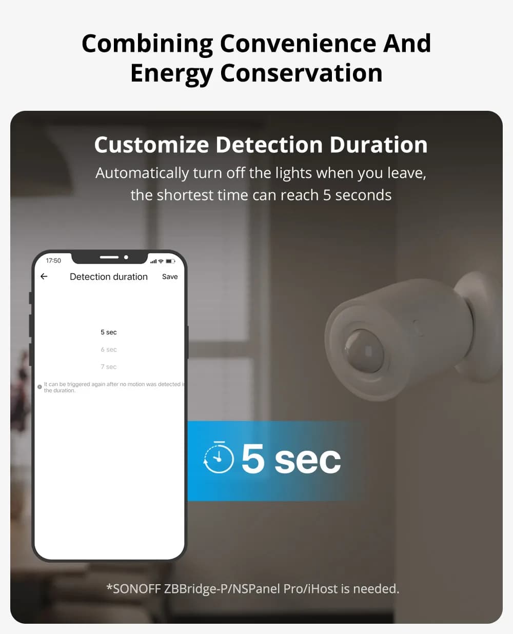 Sensore di Movimento Zigbee SONOFF SNZB-03P, Modulo di Automazione Domestica, Integrazione Locale Tramite App EWeLink, Compatibile con Alexa e Google, Hub Zigbee Richiesto
