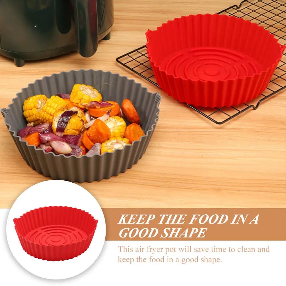Vaschetta in Silicone per Friggitrice ad Aria con Doppio Manico, Antiaderente, Riutilizzabile, Accessorio da Cucina per Forno