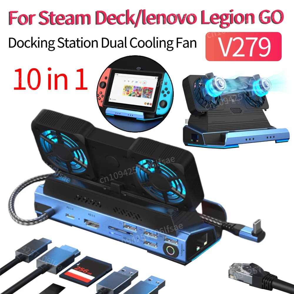 Docking station 4 porte USB Dock station 4K@60Hz PD100W Gigabit Ethernet per Steam Deck e Lenovo Legion GO