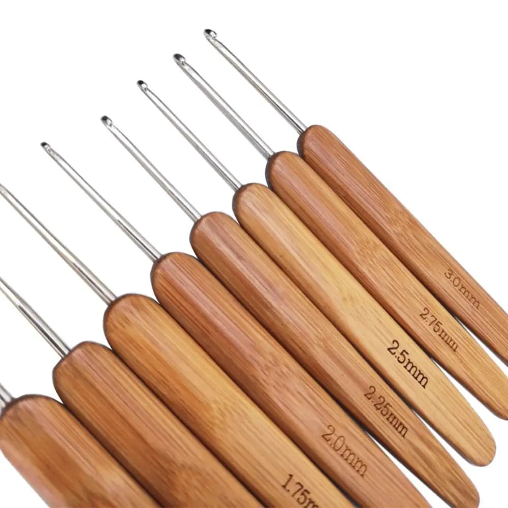Bamboo Long Wooden Crochet Hooks Handicraft Small Size Long Knitting Needles Crocheting Needles DIY Sewing Accessories