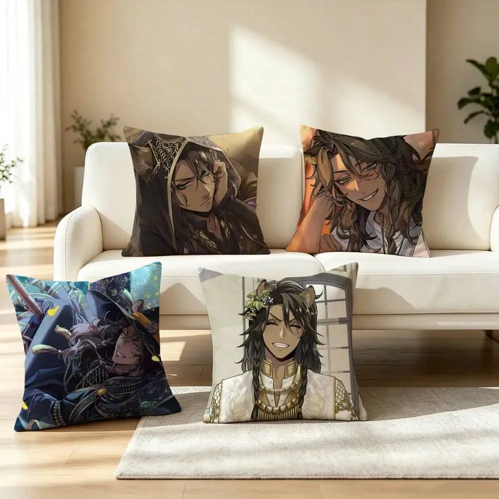 L-Leona Kingscholar T-Twisted Wonderland Square Double-Sided printed Pillow Case Bedroom Bedside Pillow Sofa Cushion Cover