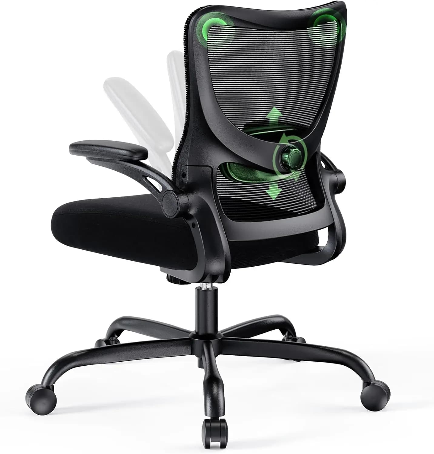Sedia da Ufficio Ergonomica con Supporto Lombare Regolabile, Braccioli in PU a 3 Posizioni e Rete Traspirante per Comfort in Ufficio e Gaming