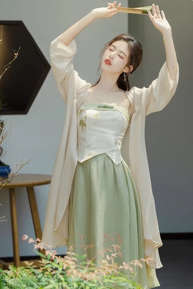 Nuovo Set da Donna in Stile Cinese Jiangnan, Tendenza Nazionale, con Sensazione di Freschezza, Zen, Leggero, Hanfu, per il Quotidiano, Stile Fata, Atmosfera Antica S...