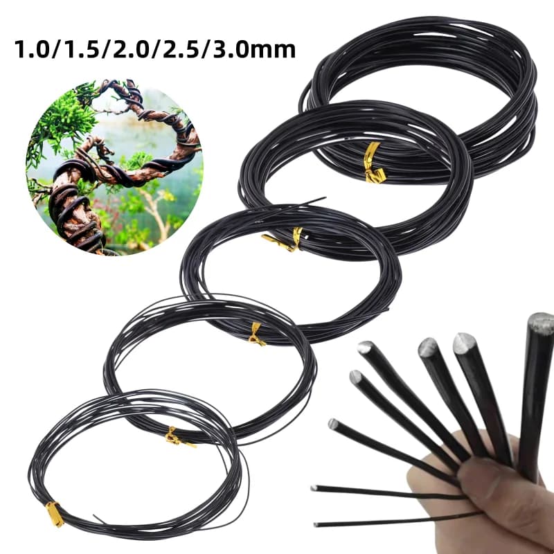 Supporto per piante in filo per bonsai da 5 m Filo per addestramento bonsai in alluminio anodizzato per forme di piante Accessori da giardino 5 dimensioni 1/1.5/2/2.5/3 mm