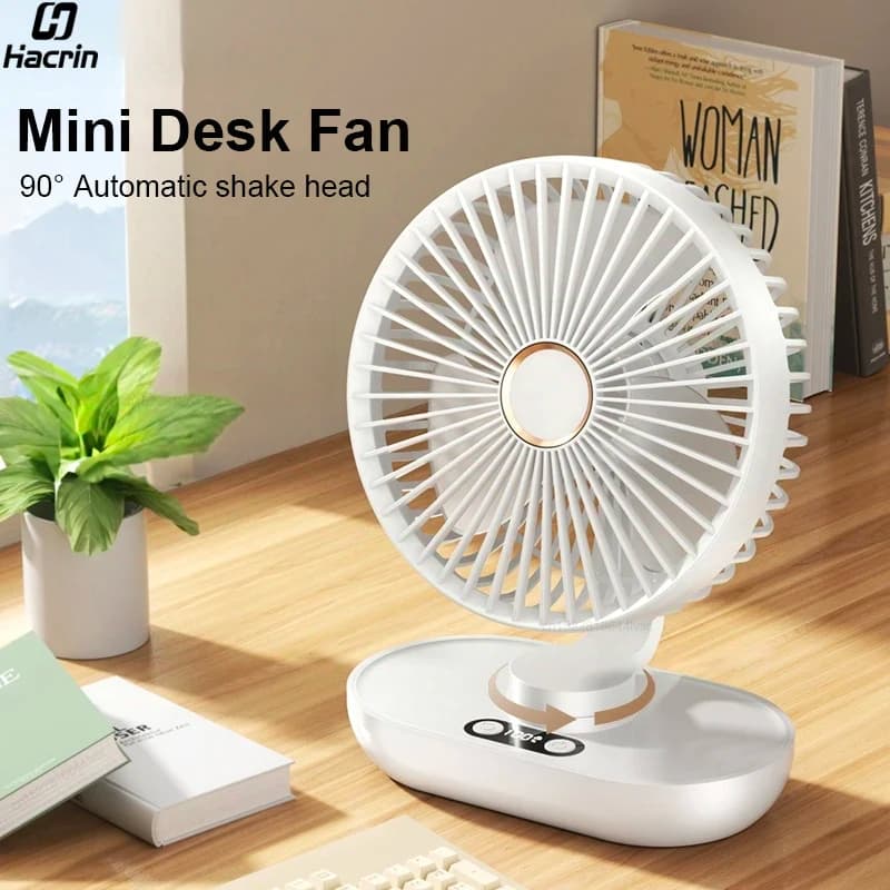 Ventilatore da tavolo Mini ventilatore da tavolo portatile Circolatore d'aria Ventilatore elettrico Ventilatore da tavolo piccolo ricaricabile USB Ventilatore da tavolo con display digitale
