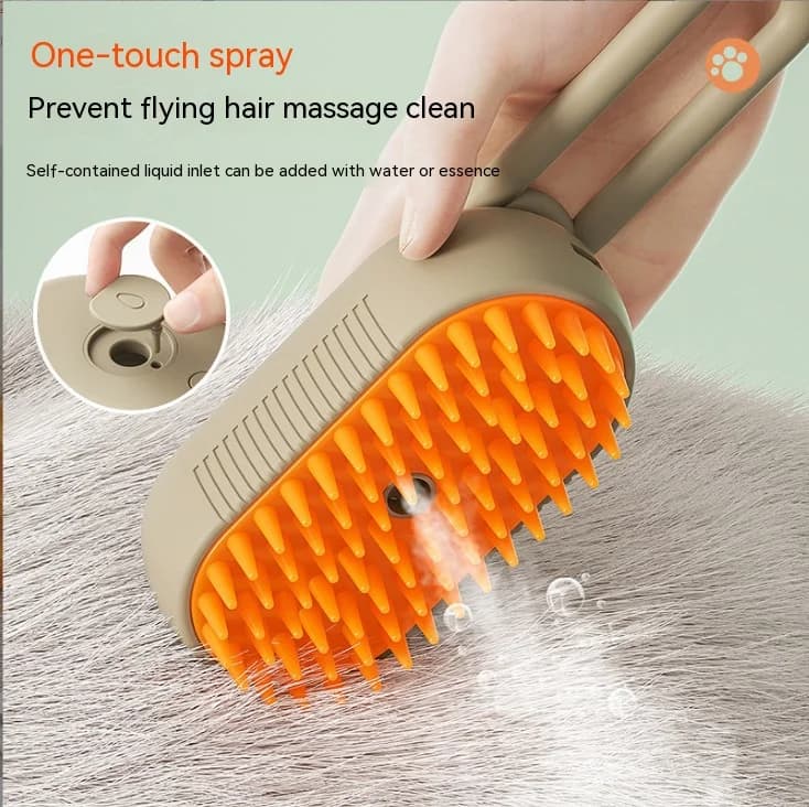 Nuovo pettine spray per animali domestici per cani e gatti Pettine per depilazione spray elettrico per animali domestici Spazzola per massaggio anti-volo con spray a una chiave, massaggio pulito