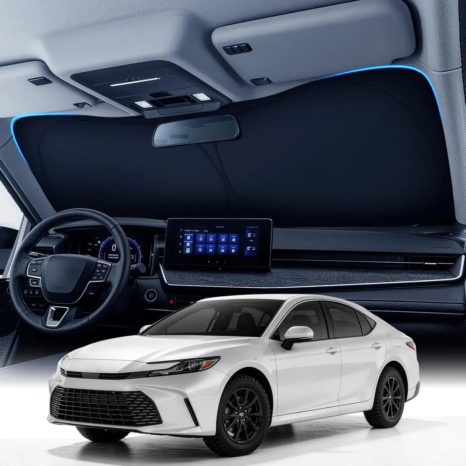 Parasole Personalizzato per Parabrezza Camry 2018-2024 - Protezione UV e Calore a 7 Strati Resistente