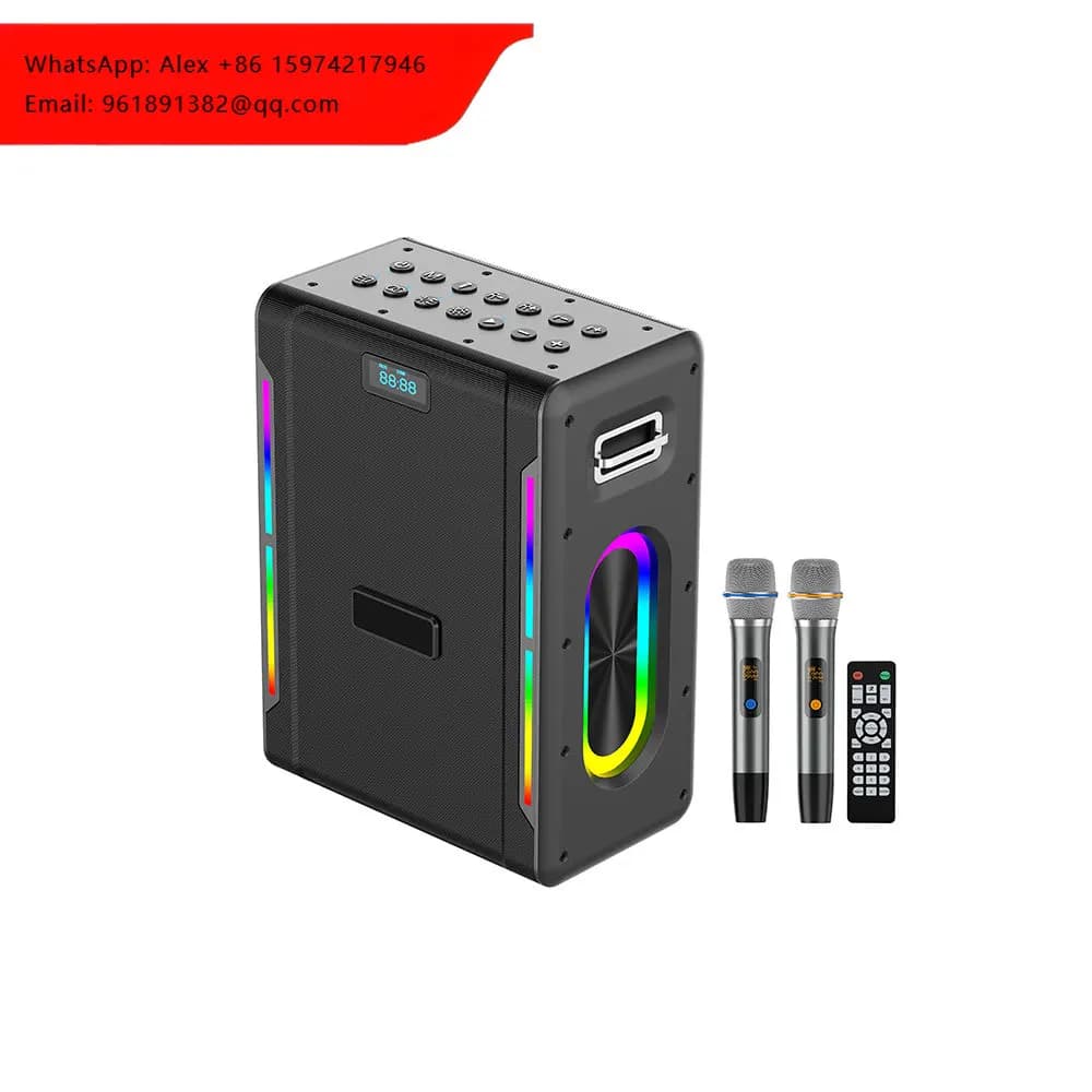 KENUO Outdoor Mobile Power 250W Karaoke Machine,Stereo Bass Boombox With Wireless Microphones, Remote Control Karaoke Speaker