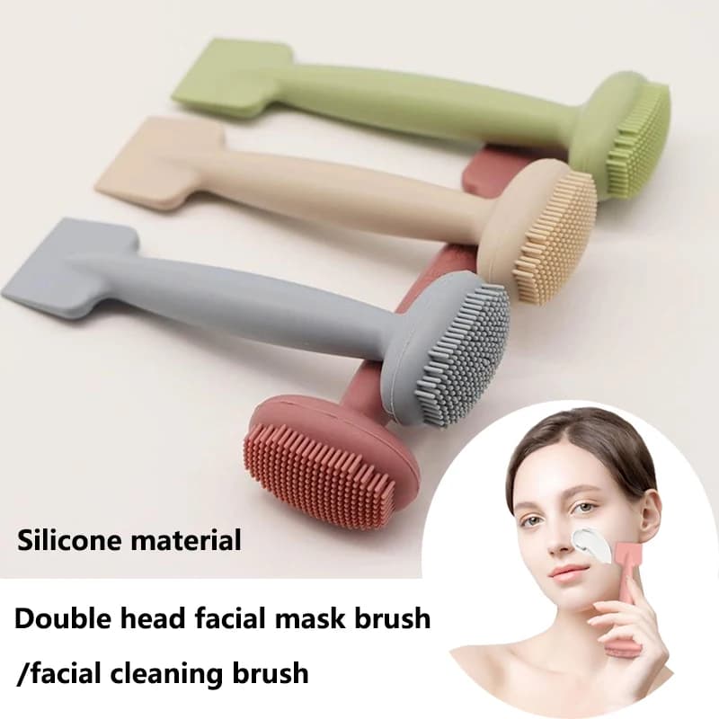 Pennello in silicone a doppia testa per maschere viso e spazzole per la pulizia del viso, applicatore per maschere in fango, strumenti di bellezza fai-da-te per la cura della pelle