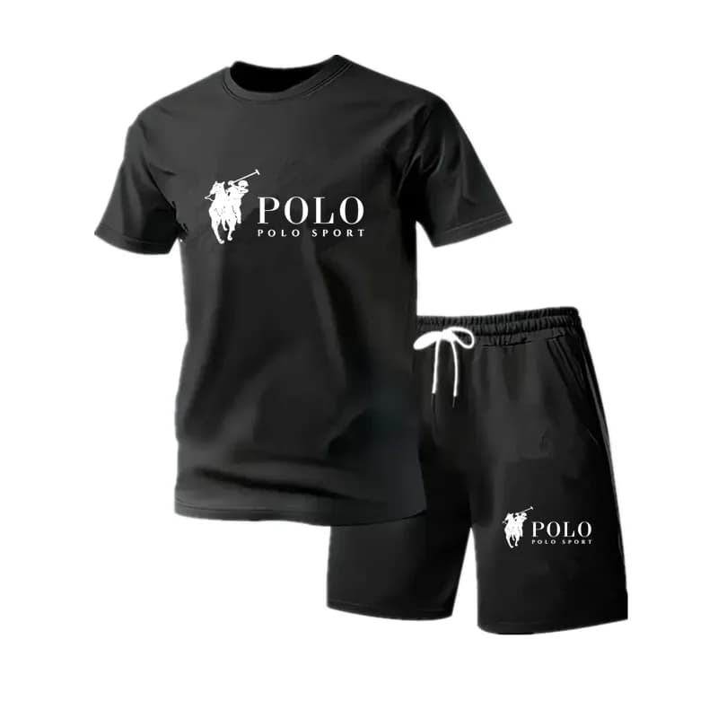 Completo sportivo da uomo in rete con scollo rotondo, set di pantaloni da jogging alla moda per la primavera e l'estate, set sportivo casual da esterno in due pezzi