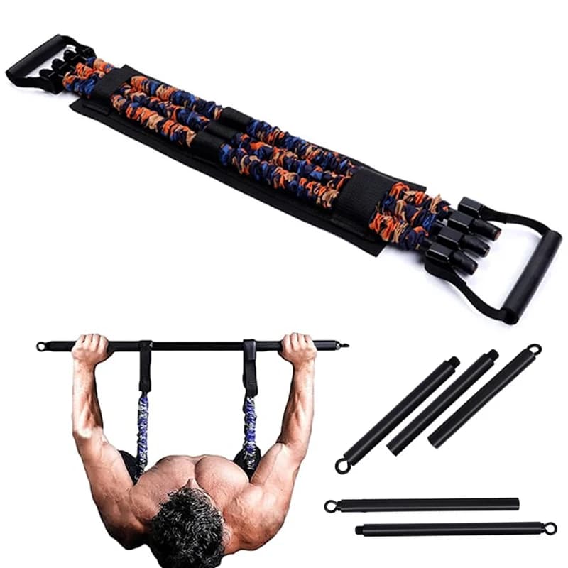 Set di fasce per pressa da banco regolabili Barra per fitness Fascia di resistenza push up Esercizio toracico Corda elastica Espansore per braccio Attrezzatura da palestra per la casa