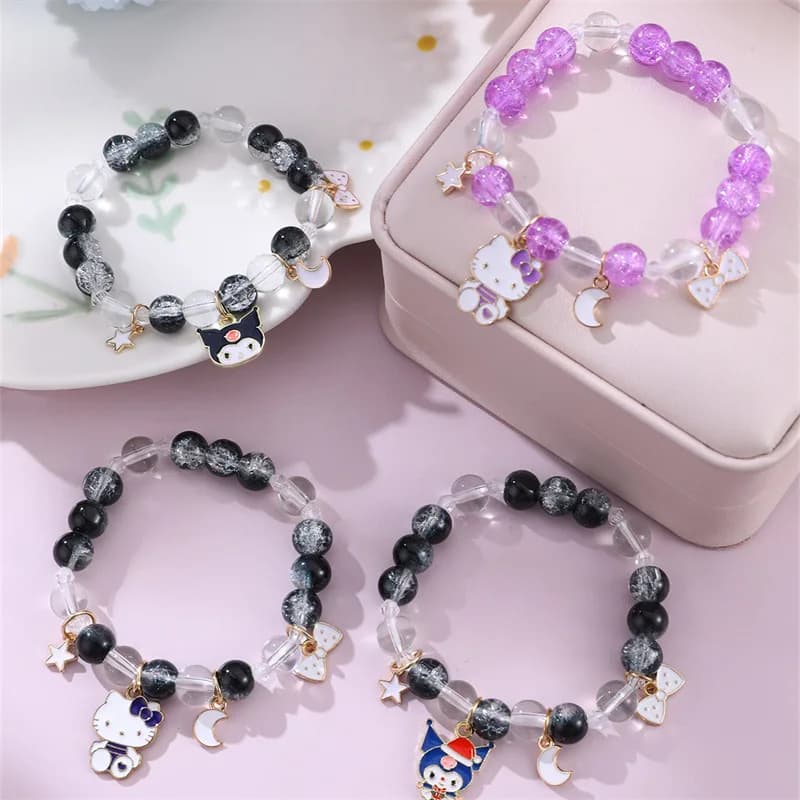 1 braccialetto con perline Sanrio – Hello Kitty, Kuromi e i miei ciondoli per uno stile dolce e quotidiano.