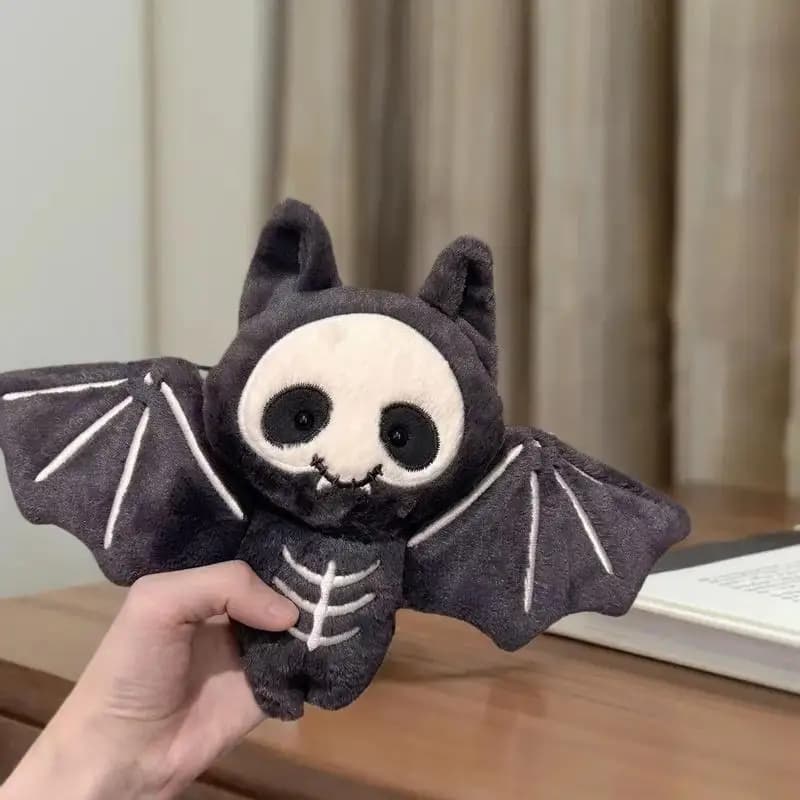 Kawaii Plush Skull Bat Keychain Cartoon Stuffed Doll Toy Bag Pendant Backpack Hanging Decoration Halloween Gifts
