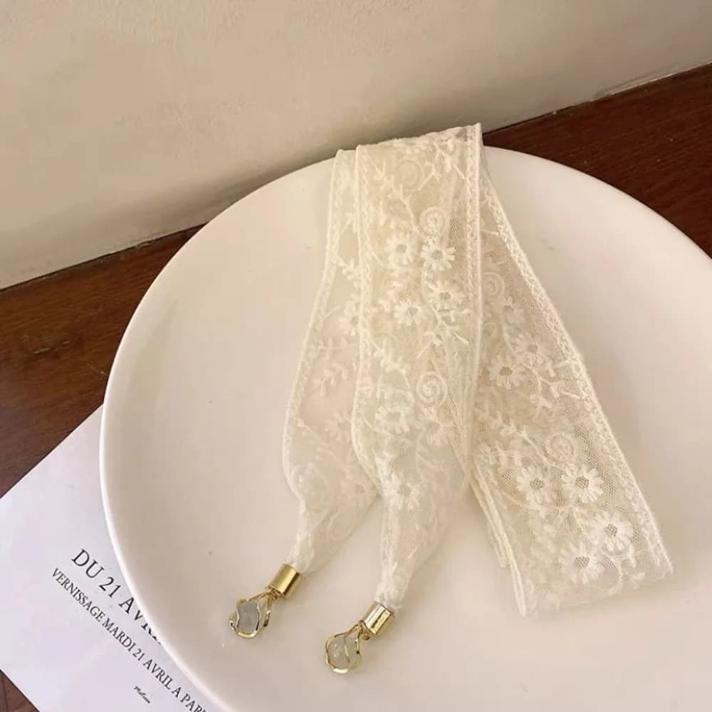 Flower Lace Ribbon Hair Scarf Dressing Decoration Transparent Braids Headband Korean Style Hair Accessories Long Neck Scarves