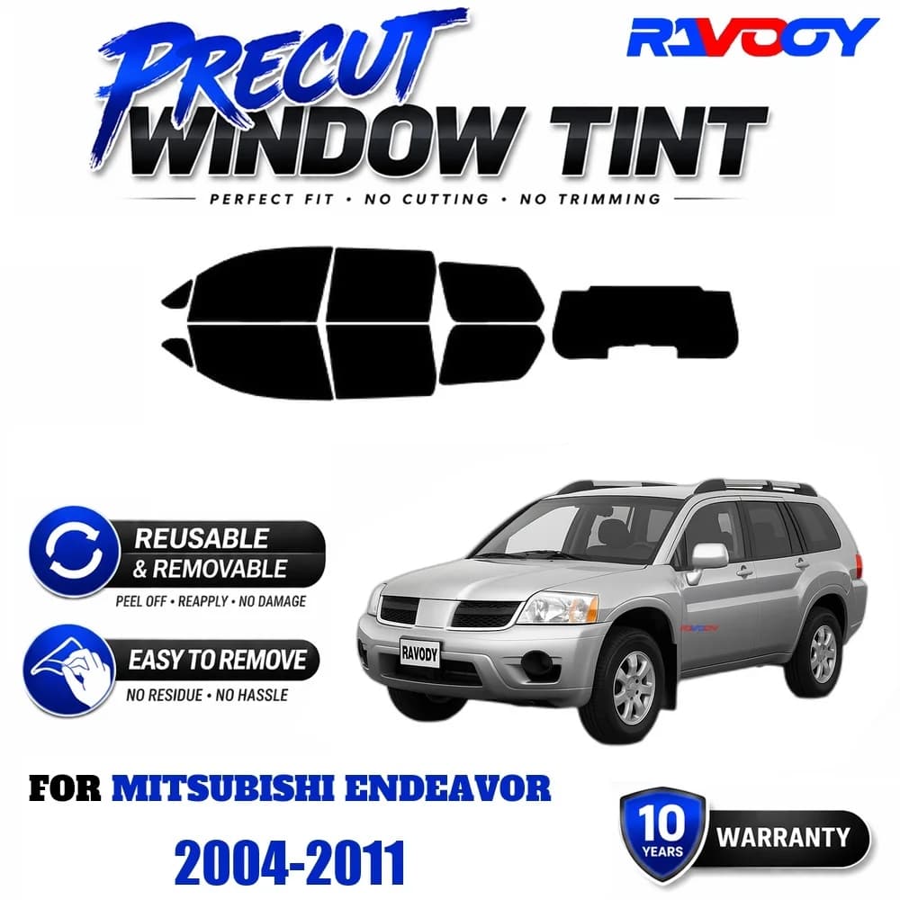 RAVOOY Precut Window Tint, Reusable Removable EPU Film, Custom Fit for Mitsubishi Endeavor 2004-2011, UV Heat Protection