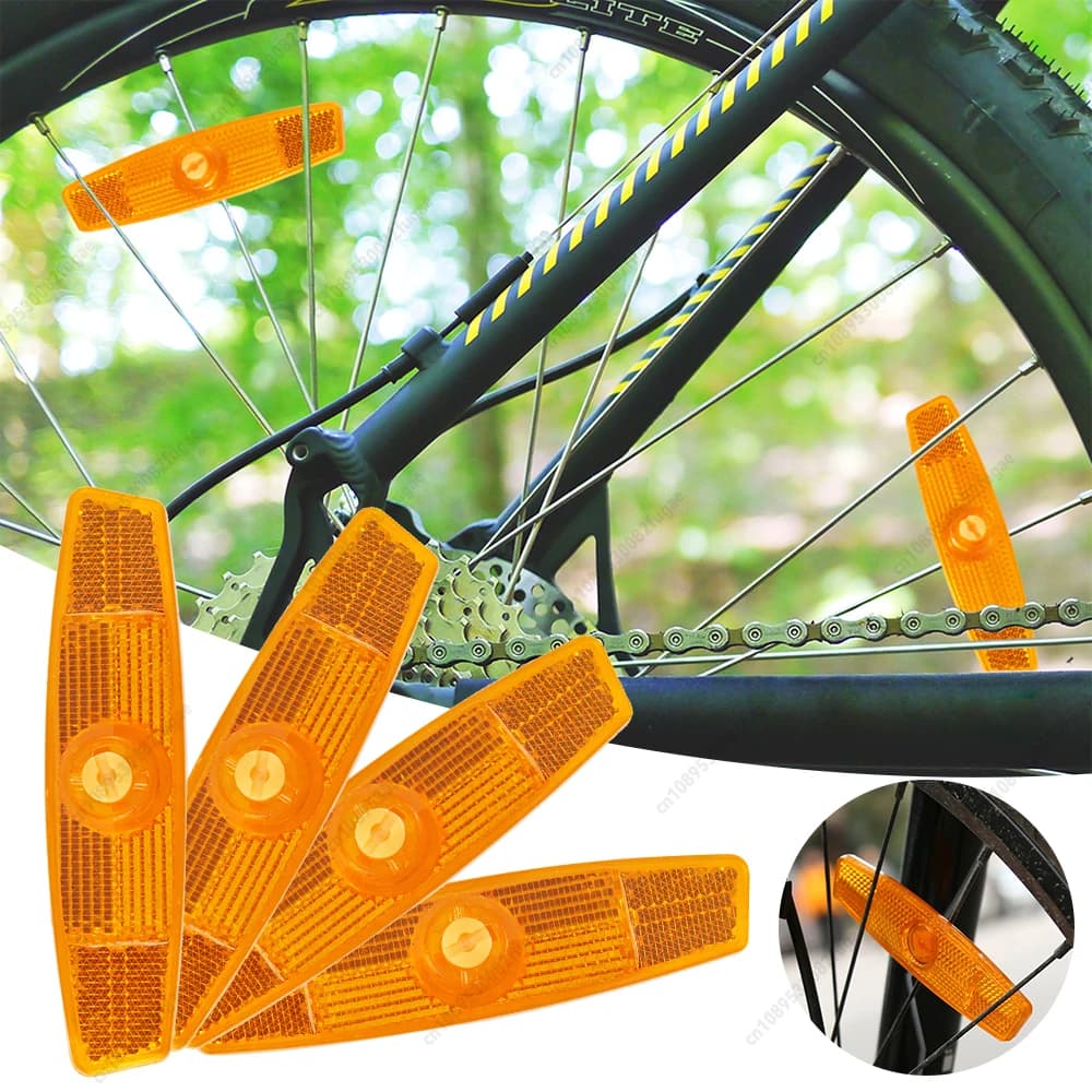 Parti di ciclismo con clip riflettente per cerchione per bicicletta MTB, riflettore per raggi per bici da 4 pezzi