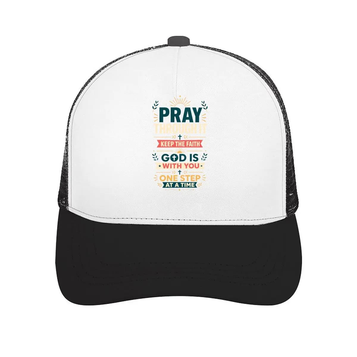 Faith Words Prayer Motivation Typogr Mesh Baseball Cap Casual Hat Outdoor For Womens Unisex Female
